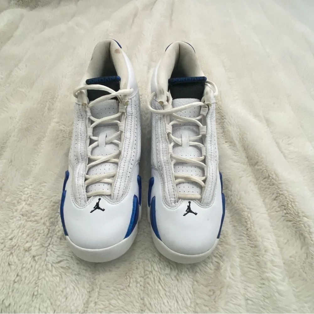 Jordan 14 Retro White Hyper Royal Sneakers Shoes GS Size 7Y
